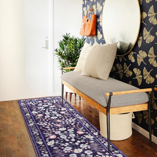 Runner Rug 2x6 pies Lavable Antideslizante Morado Azul miniatura 5