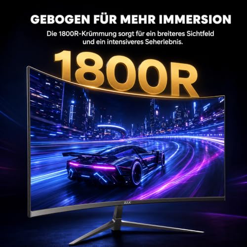 ZZA 27 Zoll QHD Curved Monitor, 2560 x 1440, 75 Hz, 1800R VA-Panel – Ansicht 4