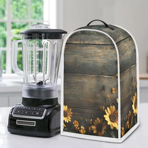 Eheartsgir Blender Cover Kitchen Appliance Cover Stain Resistant Dust Proof Coffee Maker Protector Home Decoration Gifts, Sunflower Brown Wood Rustic