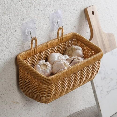Panier de rangement tissé en rotin suspendu pour cuisine et salon