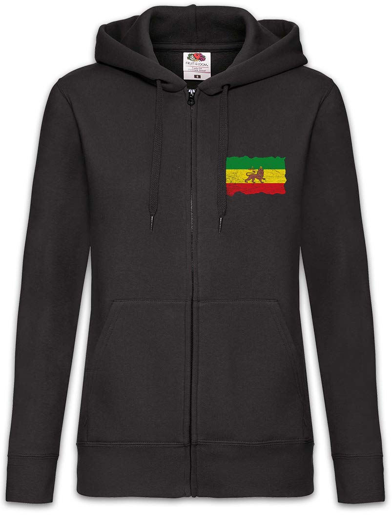 Urban Backwoods Ethiopia Rastafari Flag Felpa da Donna con Cappuccio Zip Hoodie Zipper