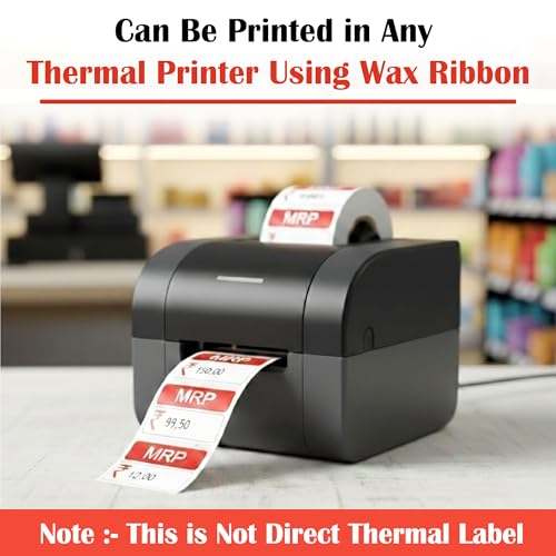 Image of GLUN Self-Adhesive MRP Price Stickers for General Use, 2000 Sticker Roll Size 38x25mm, Price Tags with Large Blank to Print or Write Pricing for Retailers