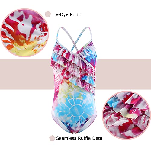 Image of Girls One Piece Swimsuits Hawaiian Ruffle Swimwear Beach Bathing Suit for Summer Vacation