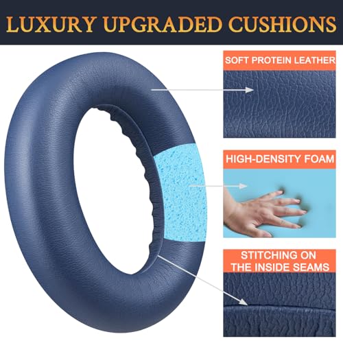 Image of SOULWIT Replacement Earpads for Bose QC Ultra /New QuietComfort Ultra(2nd Gen) Wireless Headphones, Ear Pads Cushions with Softer Protein Leather, High-Density Noise Isolation Foam - Lunar Blue