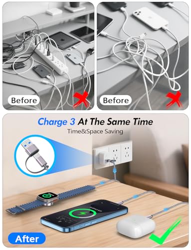 2pack multi charging cable cord for travel vacation essentialsapple watch chargeriphone 17 charger3-in-2 usb atype clightning cable for iwatchiphone 17-11xbox series xampsairpodshomeoffice