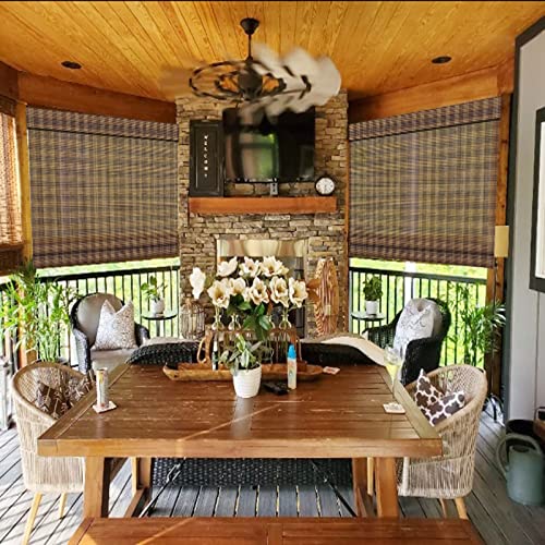 Lantime Wood Roman Shades Blinds, Bamboo Lined Blackout Window Shades Blinds, Pattern 5 #TOP2