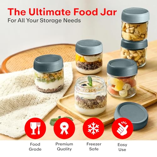 Image of Rioware Storage Glass Jar, Set of 6, 350 ml Each, Transparent, BPA Free, Storage Jar, Kitchen Organizer Modular, Multipurpose Cookies Jar,Green