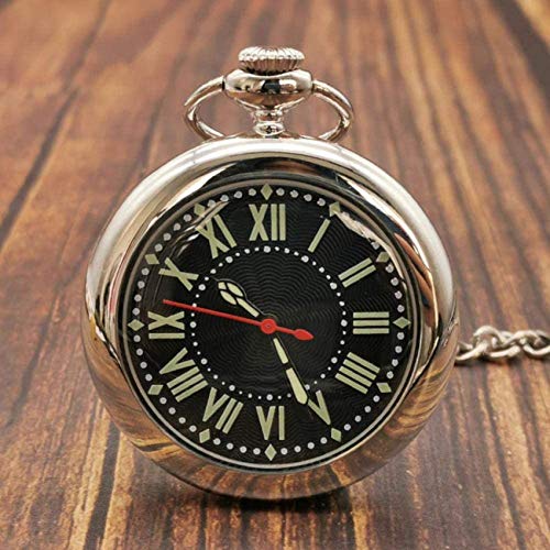 LXLH Reloj de Bolsillo y Cadena, Oro, Cara Abierta, Vintage, Reloj de Bolsillo, Hombres, Colgante, Fob, Relojes, Reloj de Mujer, Hora, Mejores Regalos para cumpleaños, Reloj Masculino, Plateado 1 Cover