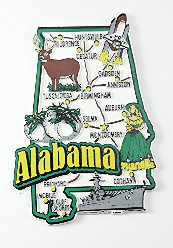 Alabama State Map and Landmarks Collage Fridge Collectible Souvenir Magnet FMC