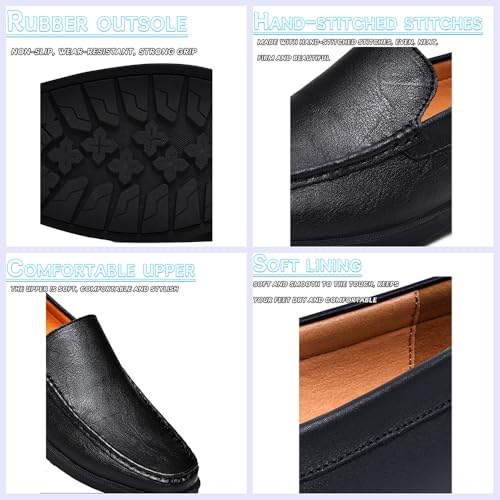 Stylish Men's Genuine Leather Slip-On Loafers, Comfortable Breathable Flats for Work, Driving, Office & Casual Wear - Soft Sole, Round Toe, Low Heel, Luxury Design2