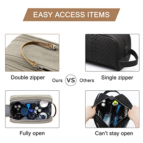 Image of BAGSMART Toiletry Bag for Men, Canvas Travel Toiletry Organizer Dopp Kit Water-resistant Shaving Bag for Toiletries Accessories, Beige, Large, Basic /Leisure