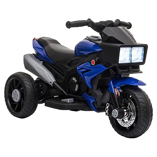 Aosom Kids Electric Pedal Motorcycle Ride-On Toy 6V Battery Powered w/ Music Horn Headlights Motorbike for Girls Boy 3-8 Years Old Blue