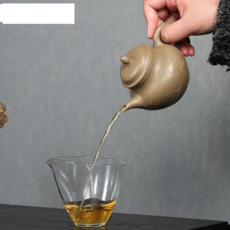 Théière en Argile Violette 240 ML, fabriquée à la Main, avec Filtre en Terre Crue et en minerai Brut. Service à thé Zisha. Théière, cafetière, infuseur à thé en Vrac.
