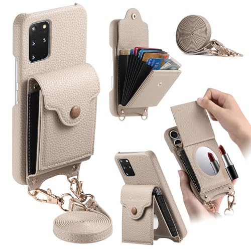 Housse Samsung S25 Plus portefeuille kaki porte-carte cordon