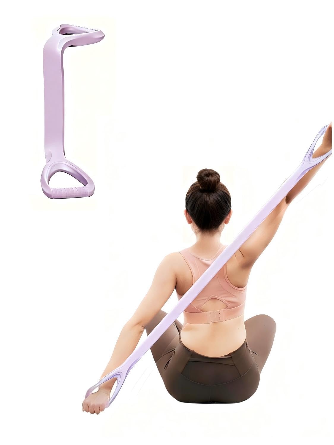 Sangle D'étirement Avec Poignées – Stretching Strap – Yoga – Maison – Bois Et Blanc