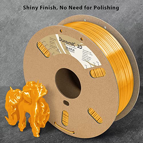 Image of DURAMIC 3D Silk Dual Color PLA Filament Shinny High Gloss Finish 1.75mm | 3D Printing Filament with Cardboard Spool,No-Tangling Neatly Wound Dimensional Accuracy 99% + /- 0.03mm 1KG Silk Royal Gold