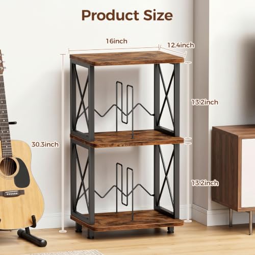 Portin Record Player Stand with Vinyl Storage 3-Tier Turntable Stand Shelf - image 2