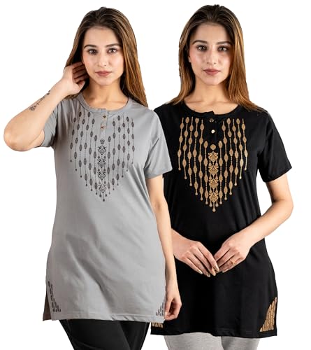 Image of Long Tshirts for Women Combo of 2 | Women Long t Shirt| Long Shirt for Women |Long T-Shirts for Women