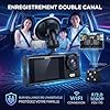 Camera Embarquée Full 1080 HD Dashcam Voiture Avant Arrière,Camera Voiture Enregistreur Jour Nuit connectivité Wi-FI, Vision Nocturne,WDR,Enregistrement
