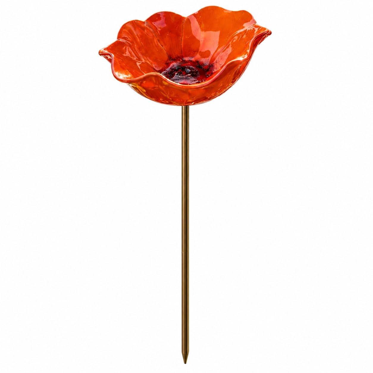 Poppy Bird Bath for Garden, Flower Bird Feeder (Orange) โ image 1