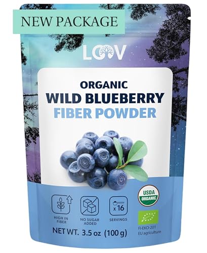 LOOV Wild Blueberry Fibre Powder Made from Organic Wild Nordic Blueberry (Bilberry) Skins & Seeds (Pomace Powder) High in Fibre Source of Protein Unsweetened 100g