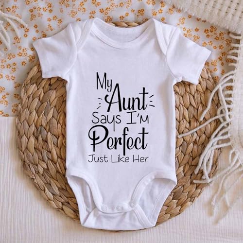 listery My Aunt Says I'M Perfect Baby Bodysuit Aunties Bestie Baby Clothes I Love My Auntie Newborn Infant4