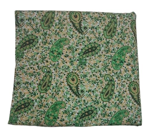 Image of Cotton Print(Unstitched Fabric for Girl /Women,Width-44 inch,Length-5 Meter,for Making Full All Over Suit,Kurti,Gown,Palazo,Dress Material,Tunics,Top,Maxi,Nighty.Free Size, Green 5 Meter