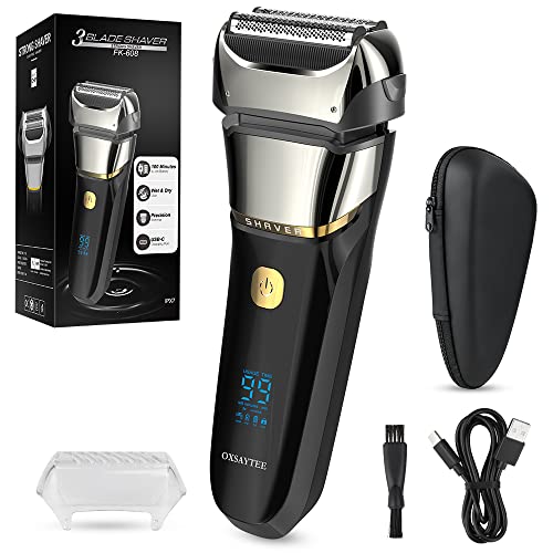 Men's Foil Electric Shavers, Electric Razor For Men Cordless Usb-C Rechargeable Shaver With Pop-Up Trimmer, Waterproof Wet And Dry Foil Razor With Travel Pouch Led Display For Face Beard Style #TOP22