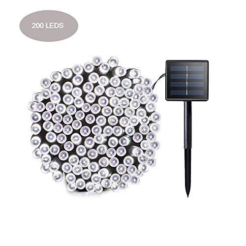 Solar String Lights, Vlio 200 LED Solar Powered Fairy String Lights Outdoor Waterproof 8 Modes Decorative Lights for Tree, Patio, Garden, Yard, Home, Wedding, Party (Cool White)
