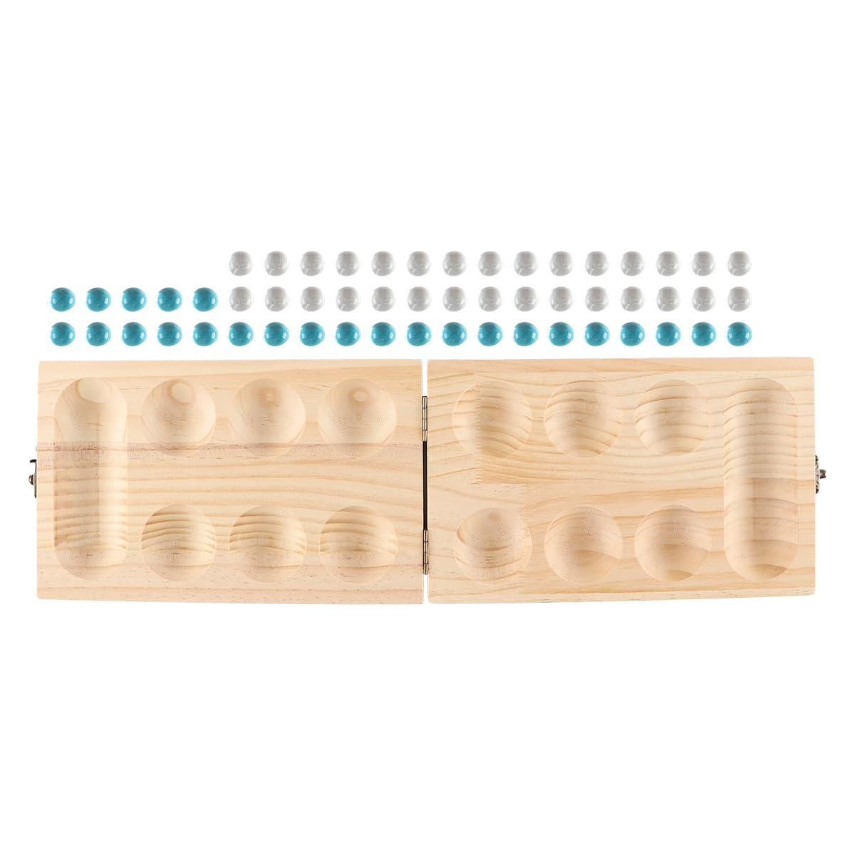 zalati Mancala Board Game Set including Wooden Folding Board and Colored Glass Beads Classic Mancala Strategy Game - Image 3