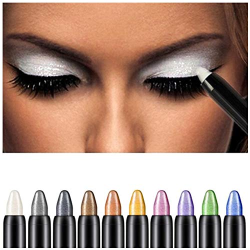 XBKPLO Shining Pearl Smudging Eye Shadow Stick - Waterproof Long Lasting Daily Eye Makeup Eye Shadow Stick - Bluffing Eye Shadow Pencil - Creamy Texture, Easy to Draw, Long Wear and Easy Application (White)