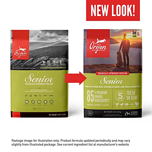 ORIJEN Dog Senior Recipe, 25lb, High-Protein Grain-Free Senior Dry Dog Food, Packaging May Vary - Image 3