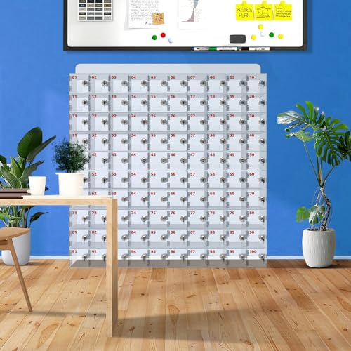 Casillero acrílico para celular con 100 compartimentos y llaves individuales 3