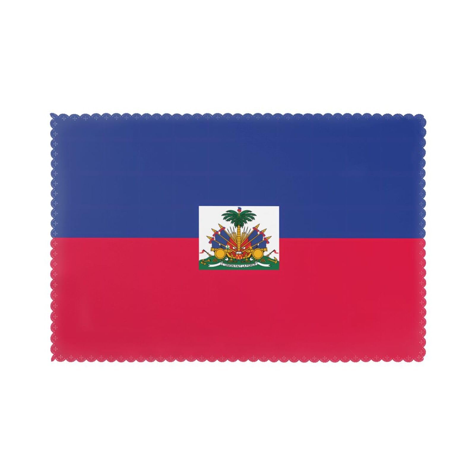 Haitian flag Placemat set of 6, oil-proof and insulated dining table placemats, washable and wipeable.