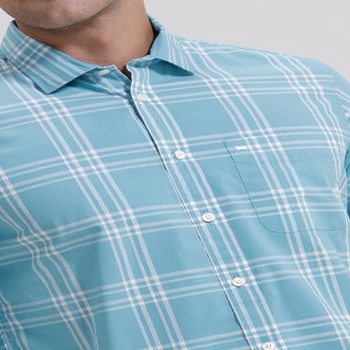 Image of BASICS 100% Cotton Checked Shirt for Men | Slim Fit | Everyday Smart Casual Wear | Full Sleeve
