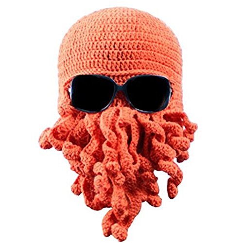 Unisex Barbarian Knit Beanie Octopus (A-Orange)