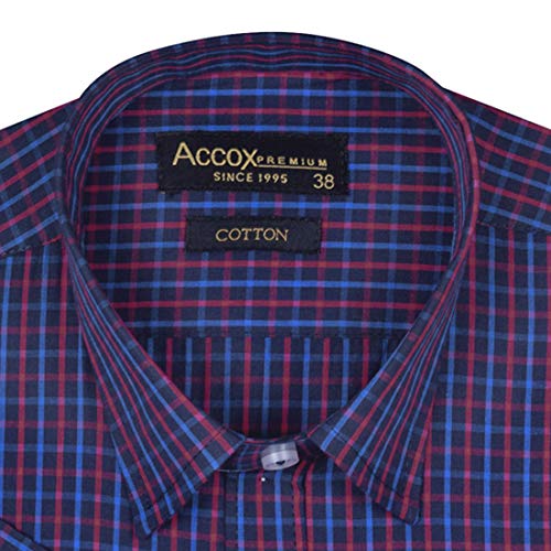 Image of ACCOX Men's Half Sleeves Formal Regular Fit Cotton Check Shirt(Multi,GC123)