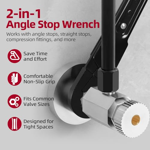 Oriflame Angle Stop Wrench Kit: Adjustable Plumbing Tool Set for 15/16″, 5/8″, 3/8″, and 1/2″ Compression Fittings, Ideal for Faucet, Sink, Toilet, Pipe, Shower Valve Installation and Removal (Black) - Image 3