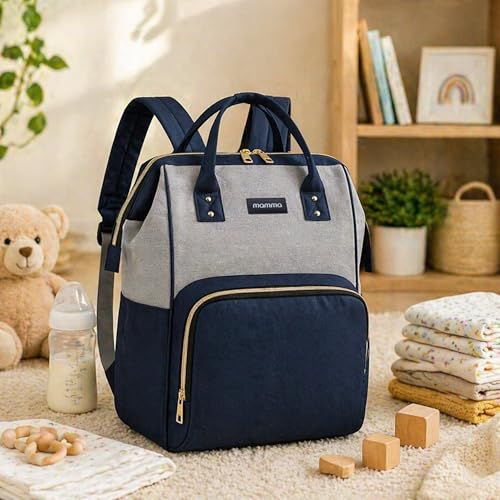 Image of MAMMA Diaper Bag for Mothers for Travel, Baby Bag for Mother Travel, Hospital Bag for Delivery Women, Baby Diaper Bag for Mom, 12 Pockets Diaper Bags for Mothers with 9 Months Warranty