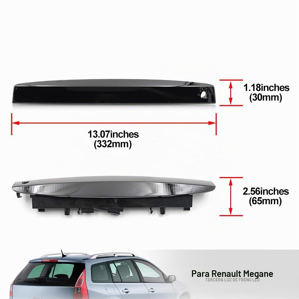 Tercera luz de freno LED roja con lente ahumada para Ren/ault Megane II MK2 Estate, lámpara de parada de montaje alto, OEM #: 8200175538