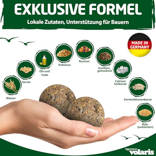 Eggersmann volaris Meisenknödel ohne Netz mit Insekten 200 Stück [Protein] 18 kg | Körnerkugel für Wildvögel | Nährstoffreiches Ganzahresfutter für alle Vogelarten | Vogelfutter Wildvögel ganzjährig