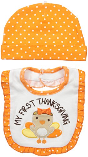 Lovespun Baby Girls' Holiday Perfect Picture 2 Piece Hat and Bib Set