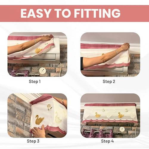 Image of Printed AC Cover for Split AC 2 Ton Set - Digital Print AC Cover Indoor Outdoor Waterproof - Split AC Cover Cotton Net Designer (Peach)