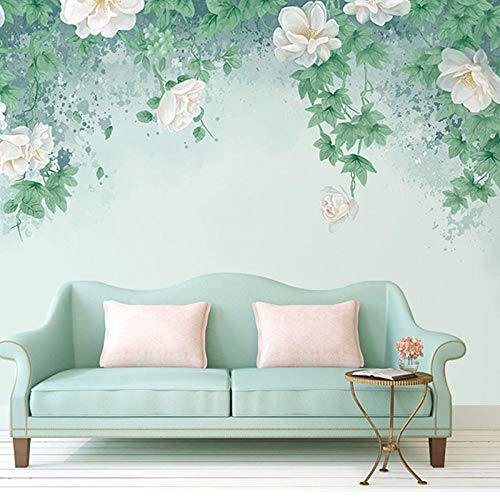 Papier peint intissé fleurs vertes pour relooker une chambre blanche