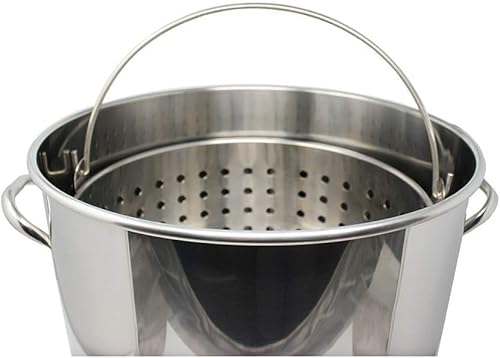 Miniatura 5 de Olla de acero inoxidable de 120 cuartos con cesta de vapor utensilios de cocina para hervir olla de vapor 22.5 pulgadas de ancho x 19 pulgadas de