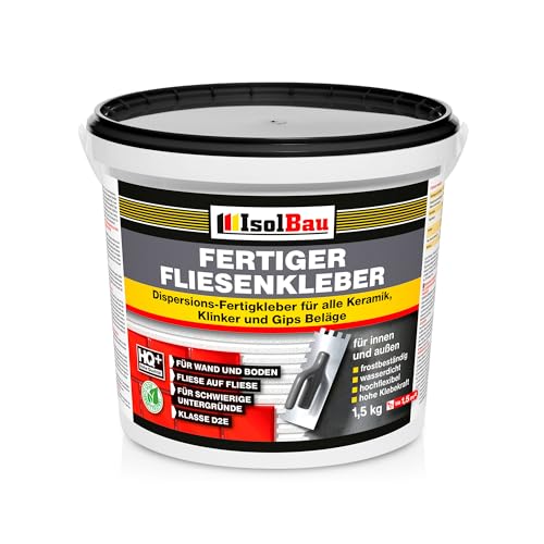 Isolbau Fertig-Fliesenkleber - 1,5 kg Eimer Dispersionskleber für Fliesen auf Wand & Boden im Innen- &...