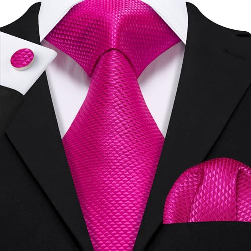 Image of YOHOWA Men Plaid /Striped Ties Set Silk Business Wedding Formal Fashion Necktie and Pocket Square Cufflinks Set