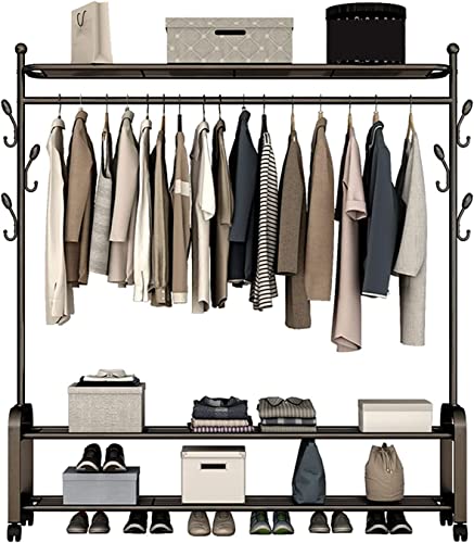 Porte-vêtements en métal robuste 150cm avec étagère à chaussures