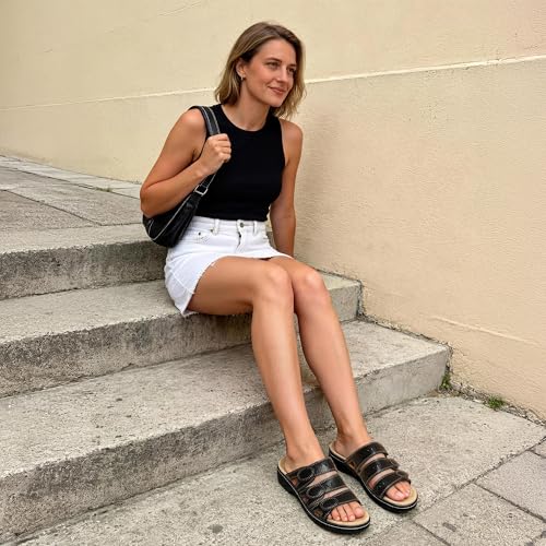 DREAM PAIRS DREAM PAIRS Women's Slide Sandals Comfortable Arch Support Casual Walking Sandals Adjustable Straps Slip On Low Wedge Flat Sandals,Size 11,Black,DWUMSS2510
