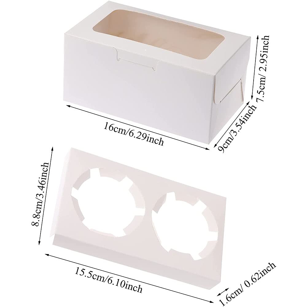 10 Weiße Cupcake-Boxen Mit Fenster – Muffin-Boxen 16x9x7,5 Cm, Mit Einsatz, Für Kuchen & Donuts